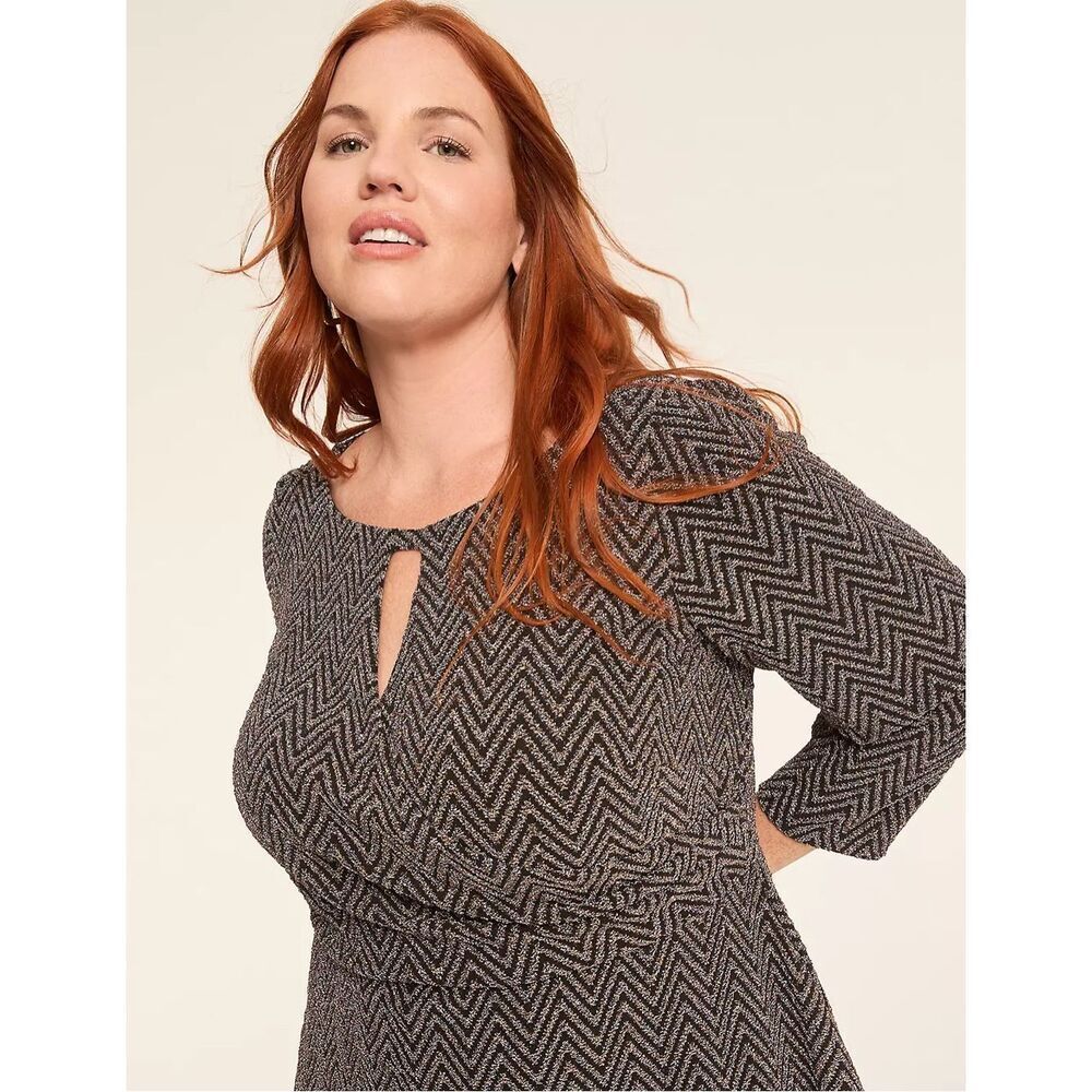 Torrid Metallic Jacquard Midi Dress Size 22/24 Fit & Flare Surplice Neck NWT